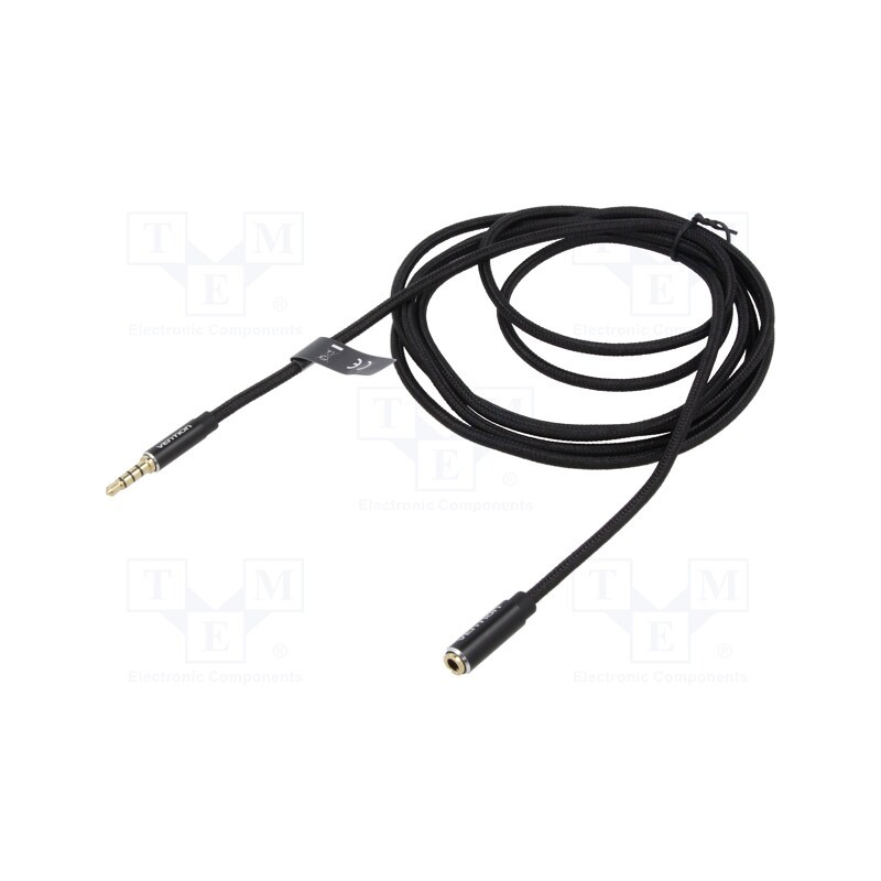 1 pcs x VENTION - BHCBD - Cable, Jack 3.5mm 4pin socket,Jack 3,5mm 4pin plug, 0.5m, black