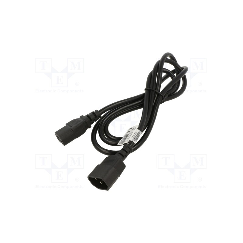 1 pcs x AKYGA - AK-PC-03C - Cable, 3G0.75mm2, IEC C13 female,IEC C14 male, PVC, 1.8m, black