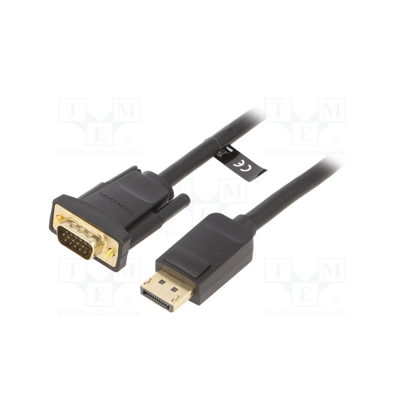 1 pcs x VENTION - HBLBJ - Cable, D-Sub 15pin HD plug,DisplayPort plug, 5m, black, 30AWG
