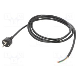 1 pcs x Qualtek Electronics - 363014-D01 - Cable, 3x1.5mm2, CEE 7/7 (E/F) plug,wires, PVC, 2.5m, black, 16A