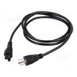 1 pcs x Qualtek Electronics - 350049-LD01 - Cable, 3x18AWG, IEC C5 female,NEMA 5-15 (B) plug, PVC, 1.8m, 7A