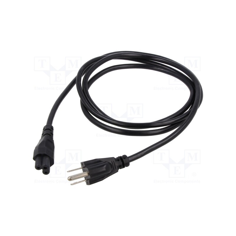 1 pcs x Qualtek Electronics - 350049-LD01 - Cable, 3x18AWG, IEC C5 female,NEMA 5-15 (B) plug, PVC, 1.8m, 7A