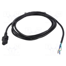 1 pcs x Qualtek Electronics - 315008-01 - Cable, 3x18AWG, IEC C13 female,wires, PVC, 3m, black, 10A, 125V