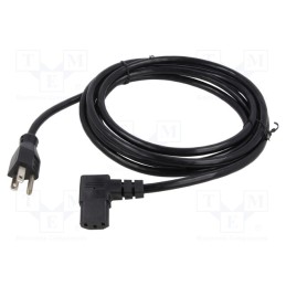 1 pcs x Qualtek Electronics - 313001-01 - Cable, 3x18AWG, IEC C13 female 90°,NEMA 5-15 (B) plug, PVC, 2.3m