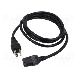 1 pcs x Qualtek Electronics - 312008-01 - Cable, 3x18AWG, NEMA 5-15 (B) plug,wires, PVC, 2.3m, black, 10A