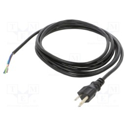1 pcs x Qualtek Electronics - 311010-01 - Cable, 3x18AWG, NEMA 5-15 (B) plug,wires, PVC, 3m, black, 10A, 125V