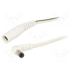 1 pcs x WEST POL - A25-C25-T050-200WH - Cable, 2x0.5mm2, DC 5,5/2,5 plug,DC 5,5/2,5 socket, angled, 2m