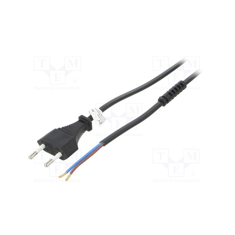 1 pcs x Goobay - 50502 - Cable, CEE 7/16 (C) plug,wires, PVC, 1.5m, black, 2.5A, 250V