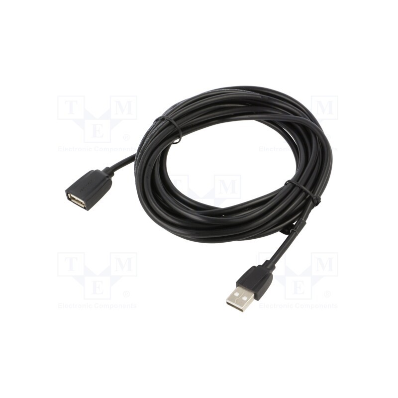 1 pcs x VENTION - VAS-A44-B500 - Cable, USB 2.0, USB A socket,USB A plug, nickel plated, 5m, black