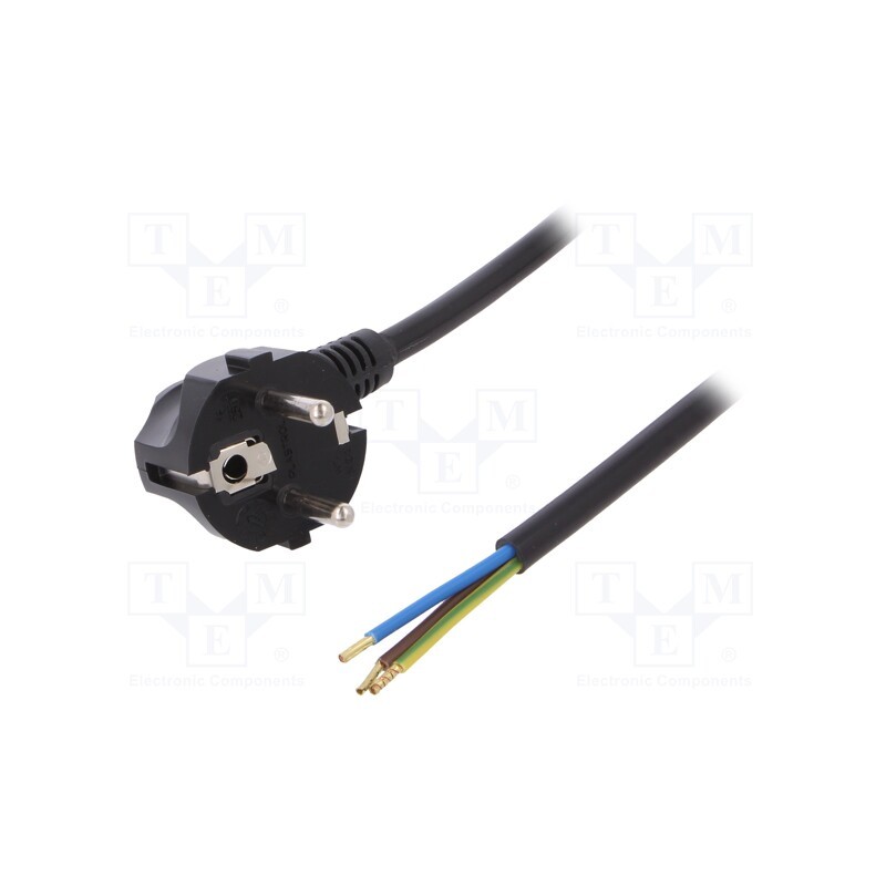 1 pcs x PLASTROL - W-97186 - Cable, 3G1.5mm2, CEE 7/7 (E/F) plug angled,wires,SCHUKO plug