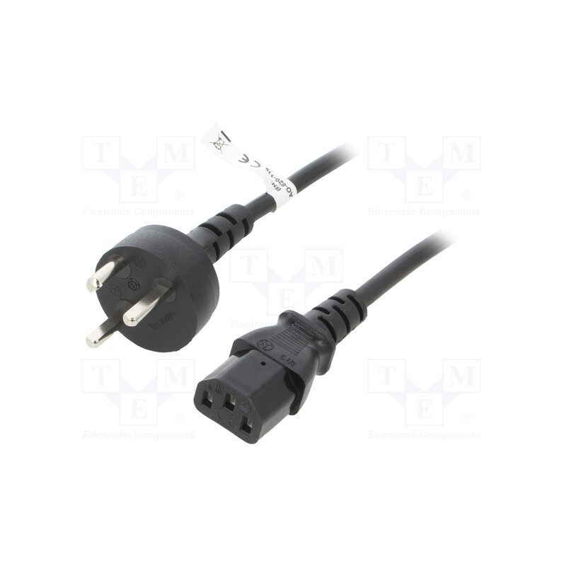 1 pcs x Goobay - 93618 - Cable, DE2-13R (K) plug,IEC C13 female, PVC, 2m, black, 10A, 250V