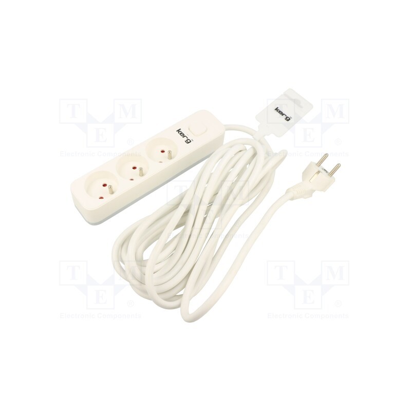 1 pcs x KERG - M02382 - Extension lead, 3x1.5mm2, Sockets: 3, PVC, white, 1.5m, 16A