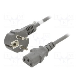 1 pcs x Goobay - 50076 - Cable, CEE 7/7 (E/F) plug angled,IEC C13 female, PVC, 2m, grey