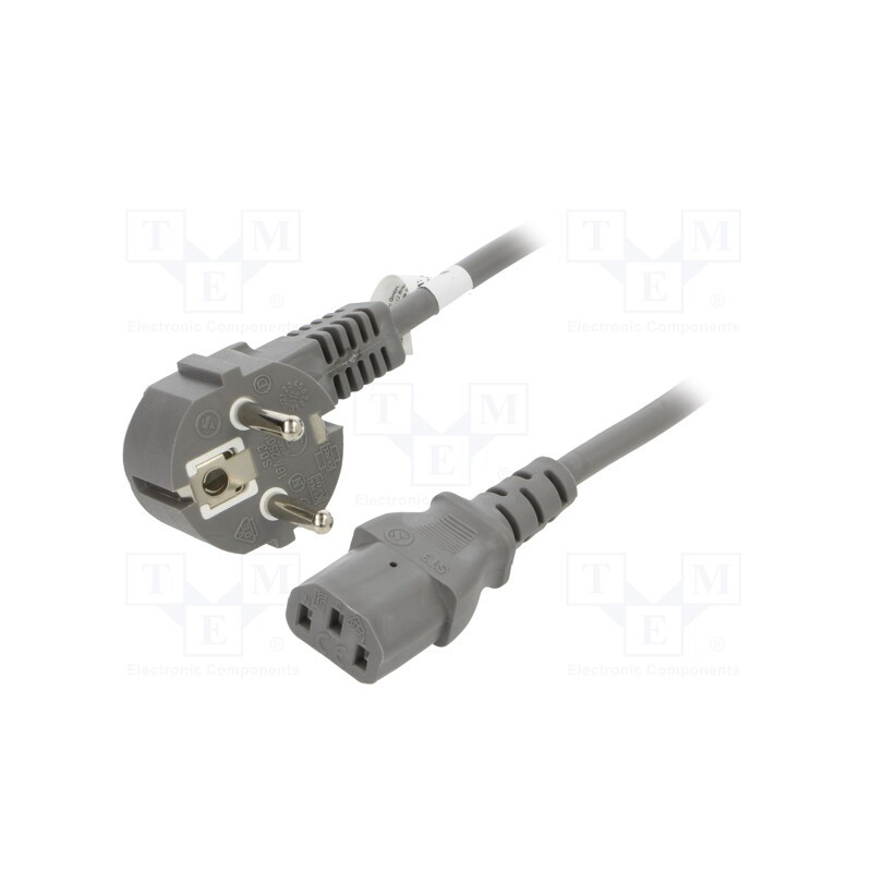 1 pcs x Goobay - 50076 - Cable, CEE 7/7 (E/F) plug angled,IEC C13 female, PVC, 2m, grey
