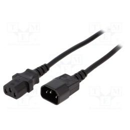 1 pcs x GEMBIRD - PC-189-VDE-5M - Cable, 3x1mm2, IEC C13 female,IEC C14 male, PVC, 5m, black, 16A