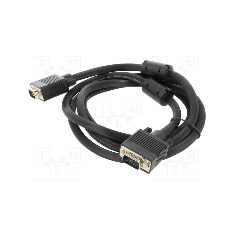 1 pcs x SAVIO - SAVKABELCL-29 - Cable, D-Sub 15pin HD plug,both sides, black, 1.8m, 30AWG