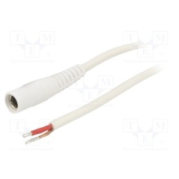 1 pcs x WEST POL - S21-TT-C100-300WH - Cable, 1x1mm2, wires,DC 5,5/2,1 socket, straight, white, 3m