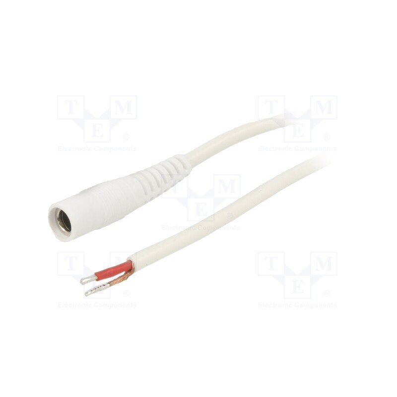 1 pcs x WEST POL - S21-TT-C100-300WH - Cable, 1x1mm2, wires,DC 5,5/2,1 socket, straight, white, 3m