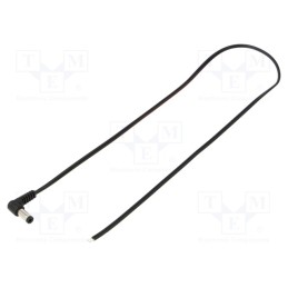 1 pcs x WEST POL - A21-TT-T035-050BK - Cable, 2x0.35mm2, wires,DC 5,5/2,1 plug, angled, black, 0.5m