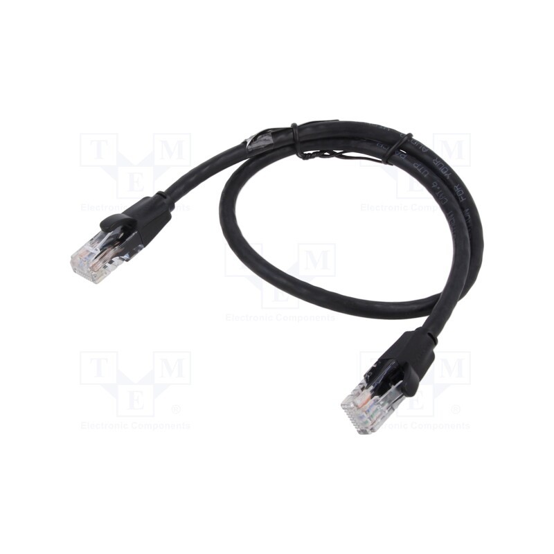 1 pcs x VENTION - IBEBD - Patch cord, U/UTP, 6, stranded, CCA, PVC, black, 0.5m, 26AWG