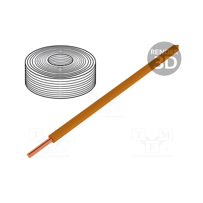1 rol x DONAU ELEKTRONIK - 105-7 - Wire, 0.2mm2, solid, Cu, PVC, orange, 60V, 10m, 1x0.2mm2