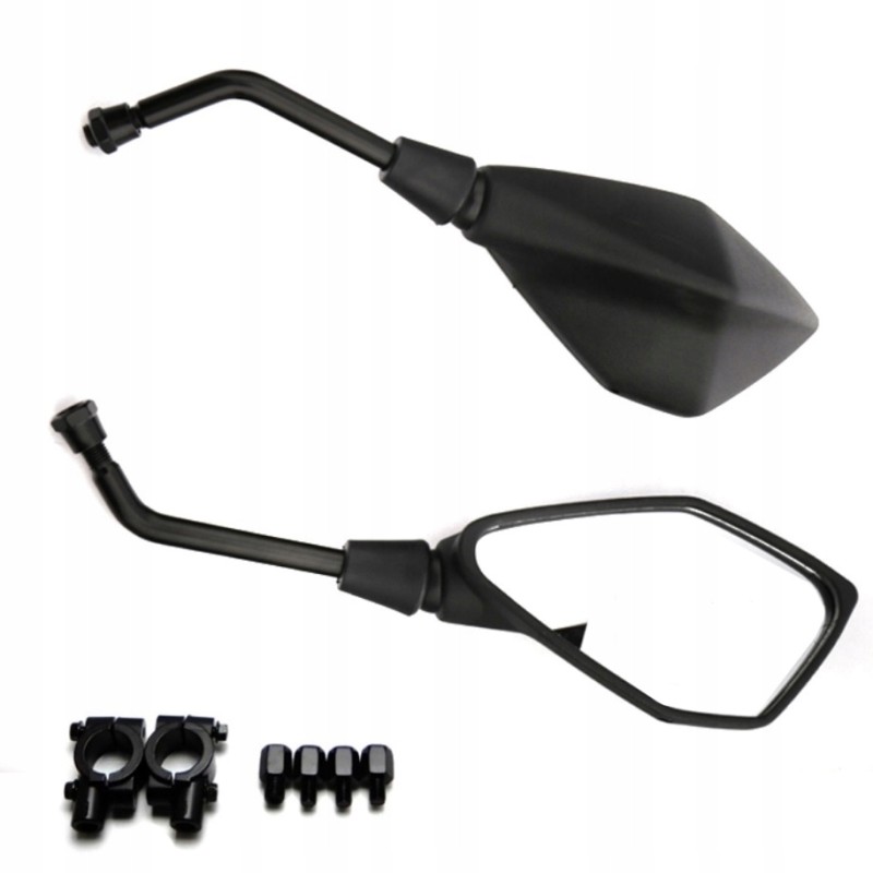 Set of black mirrors with handlebar holders LU8148