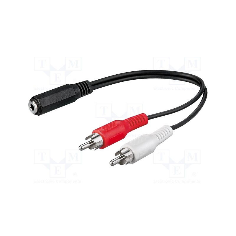 1 pcs x Goobay - 50442 - Cable, Jack 3.5mm 3pin socket,RCA plug x2, 1.4m, black