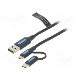 1 pcs x VENTION - CQDBC - Cable, USB 2.0, USB A plug,USB B micro plug,USB C plug, 0.25m