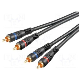 1 pcs x Goobay - 60795 - Cable, RCA plug x2,both sides, 2m, Plating: gold-plated, black