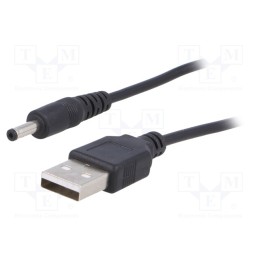 1 pcs x AKYGA - AK-DC-03 - Cable, USB A plug,DC 3,5/1,35 plug, straight, black, 0.8m, 5÷50°C