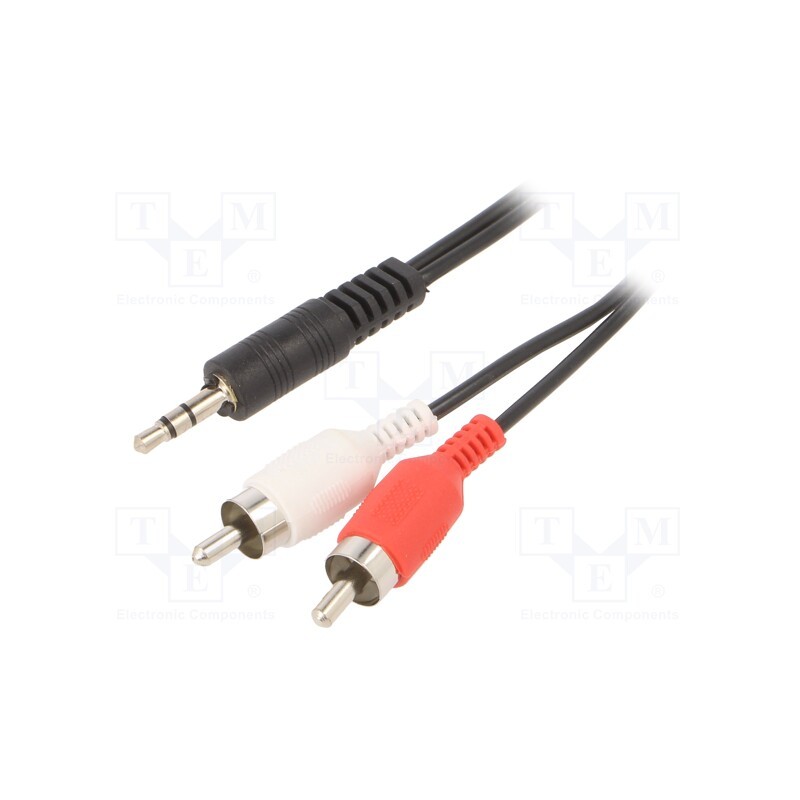 1 pcs x GEMBIRD - CCA-458 - Cable, Jack 3.5mm 3pin plug,RCA plug x2, 1.5m, black, PVC