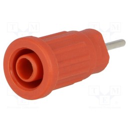 1 pcs x SCHu00dcTZINGER - SEPB 6449 NI / RT - Socket, 4mm banana, 24A, 1kV, red, nickel plated, on panel,push-in
