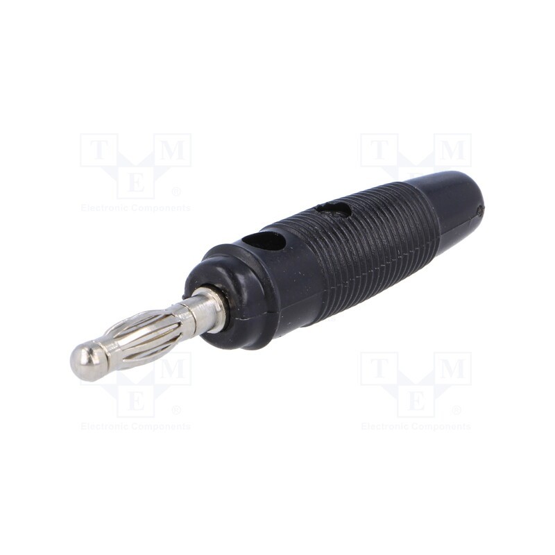 1 pcs x SCI - R8-25A-BLACK - Plug, 4mm banana, 10A, 60VDC, black, Max.wire diam: 4mm, on cable