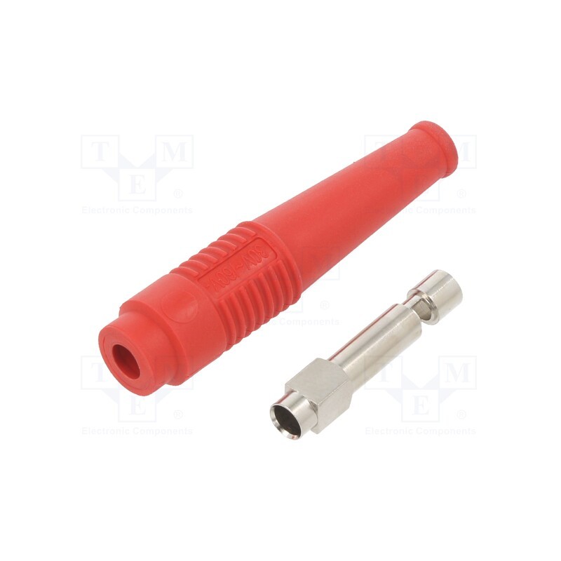 1 pcs x STu00c4UBLI - 64.9201-22 - Socket, 4mm banana, 32A, 30VAC, 60VDC, 50mm, red, nickel plated