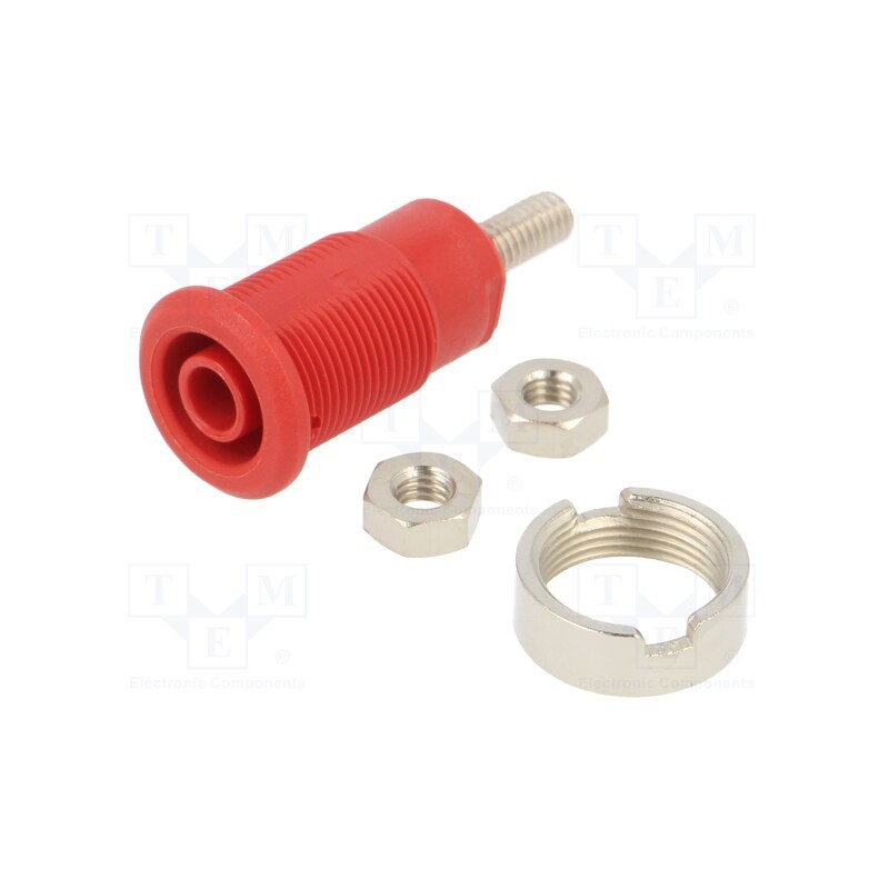 1 pcs x STu00c4UBLI - 66.7043-22 - Socket, 4mm banana, 32A, red, nickel plated, Overall len: 33mm