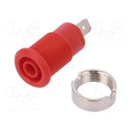 1 pcs x STu00c4UBLI - 49.7044-22 - Socket, 4mm banana, 24A, 1kV, Cutout: Ø12.2mm, red, nickel plated