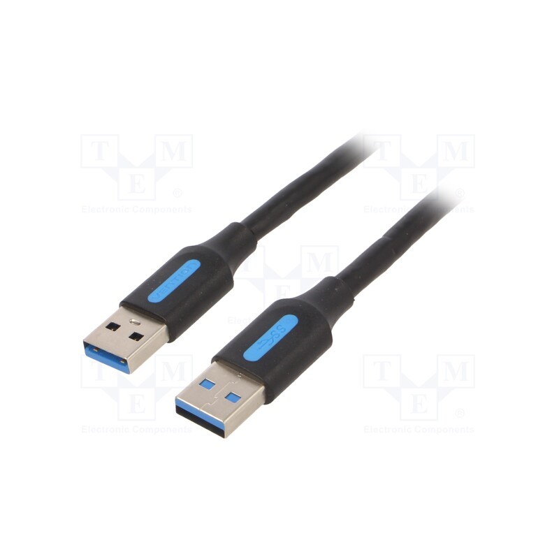 1 pcs x VENTION - CONBD - Cable, USB 3.0, USB A plug,both sides, nickel plated, 0.5m, black