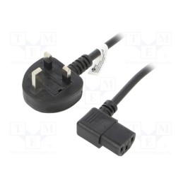 1 pcs x Goobay - 45767 - Cable, BS 1363 (G) plug,IEC C13 female 90°, PVC, 2m, black, 10A