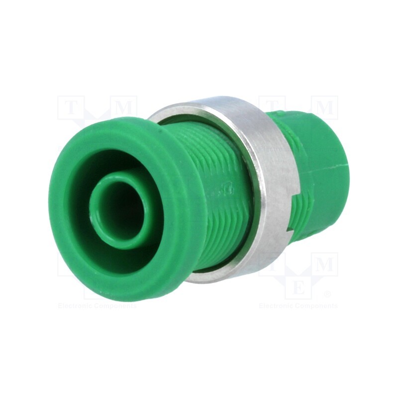 1 pcs x ELECTRO-PJP - 3270-I-GN - Socket, 4mm banana, 25A, Cutout: Ø12mm, green, nickel plated, 5mΩ