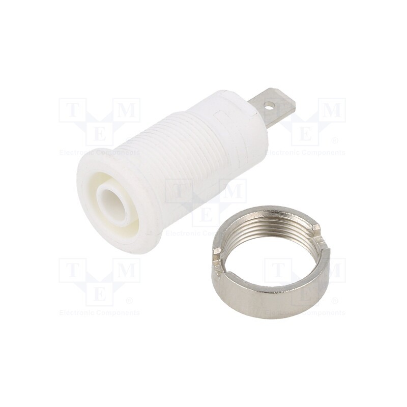 1 pcs x STu00c4UBLI - 49.7044-29 - Socket, 4mm banana, 24A, 1kV, Cutout: Ø12.2mm, white, nickel plated