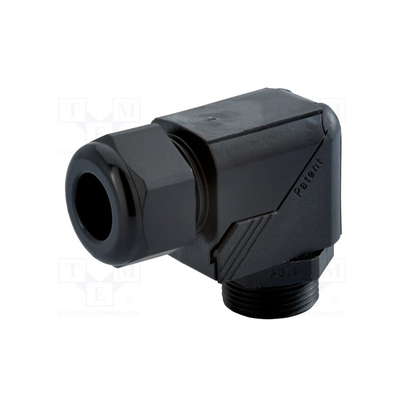 1 pcs x HUMMEL - 1.317.0901.14 - Cable gland, angular, PG9, IP68, polyamide, black, HSK-W