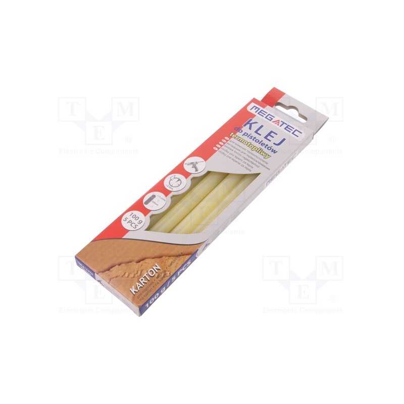 1 pcg x MEGATEC - BN1753 210 KART - Hot melt glue, Ø: 11mm, yellow, L: 200mm, Bonding: 3÷5s, 5pcs.