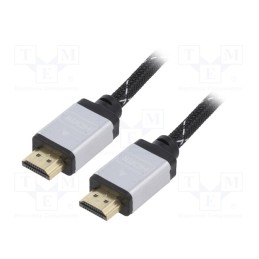 1 pcs x GEMBIRD - CCB-HDMIL-1M - Cable, HDMI 2.0, HDMI plug,both sides, textile, 1m, black, 30AWG