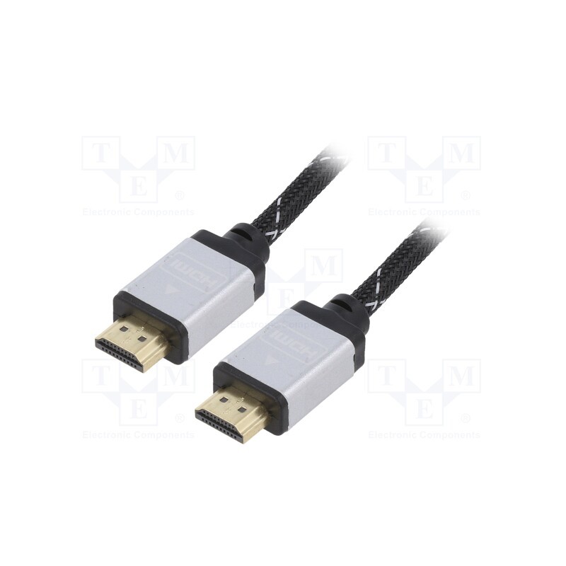 1 pcs x GEMBIRD - CCB-HDMIL-1M - Cable, HDMI 2.0, HDMI plug,both sides, textile, 1m, black, 30AWG