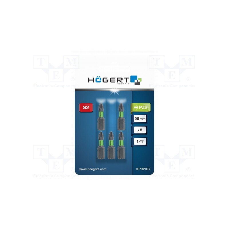 1 pcg x Hu00d6GERT TECHNIK - HT1S127 - Screwdriver bit, Pozidriv®, PZ2, Overall len: 25mm, 5pcs.