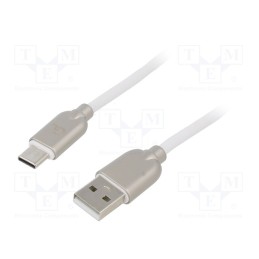 1 pcs x GEMBIRD - CC-USB2R-AMCM-1M-W - Cable, USB 2.0, USB A plug,USB C plug, gold-plated, 1m, white