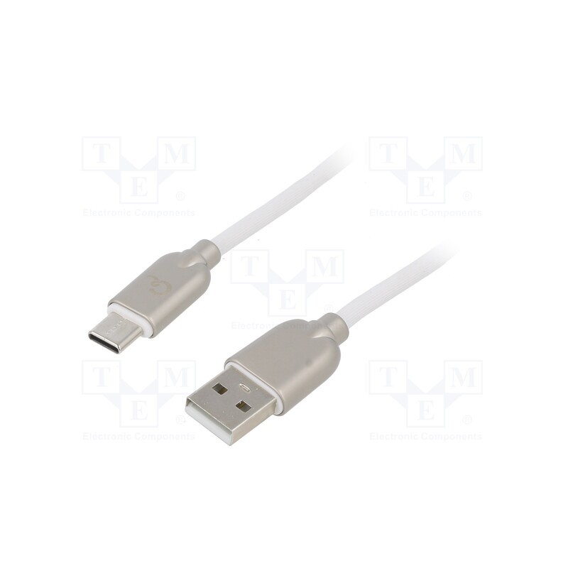 1 pcs x GEMBIRD - CC-USB2R-AMCM-1M-W - Cable, USB 2.0, USB A plug,USB C plug, gold-plated, 1m, white