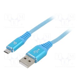 1 pcs x GEMBIRD - CC-USB2B-AMMBM-2M-VW - Cable, USB 2.0, USB A plug,USB B micro plug, gold-plated, 2m