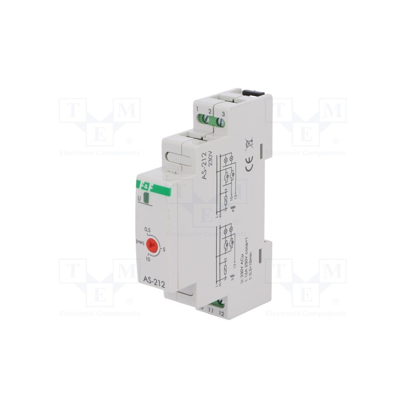 1 pcs x F&F - AS-212 - Staircase timer, for DIN rail mounting, 230VAC, IP20, 16A