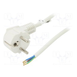 1 pcs x Goobay - 93311 - Cable, CEE 7/7 (E/F) plug angled,wires, PVC, 2m, white, 10A, 250V